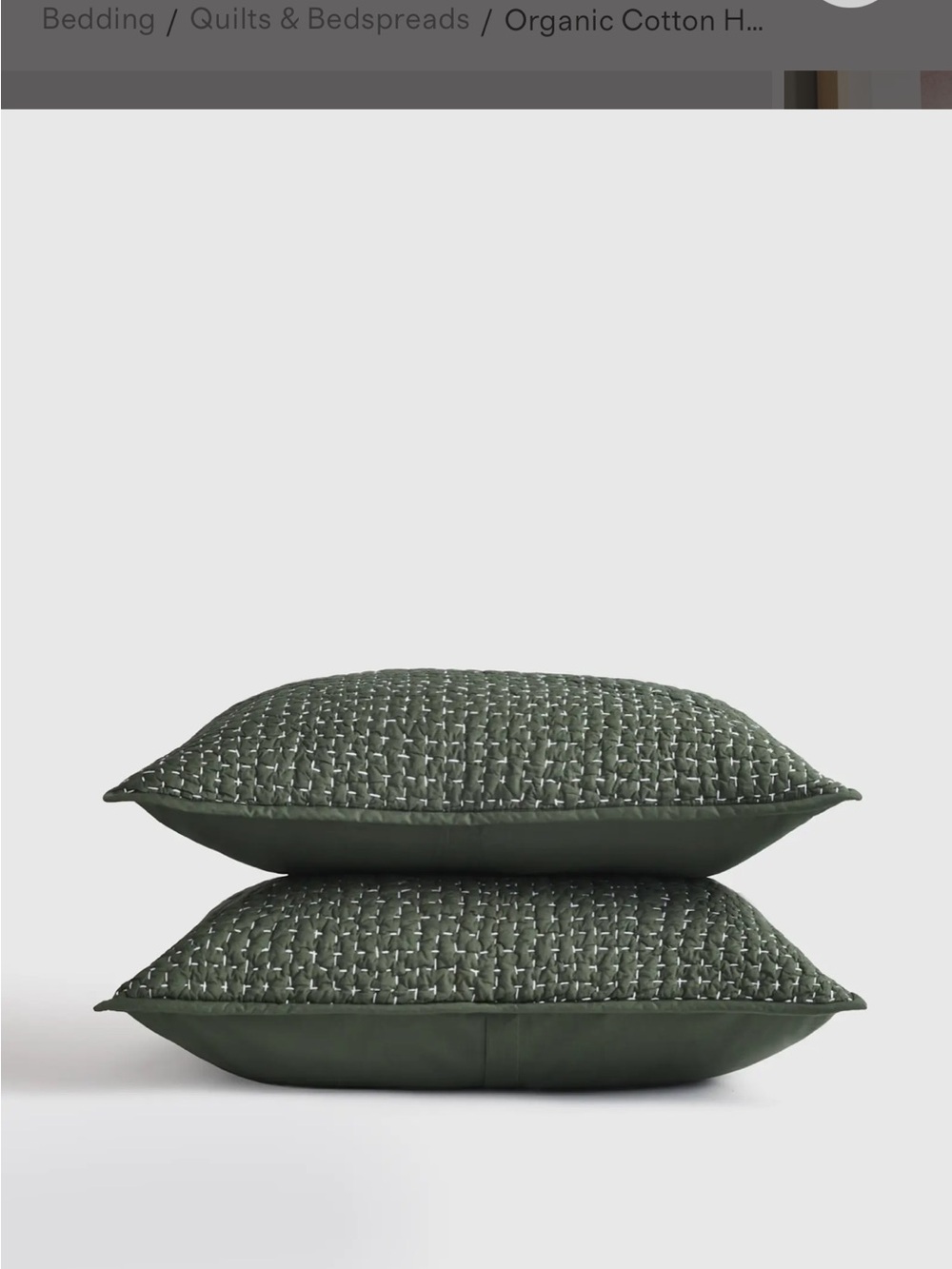 Quince | Organic Cotton Hand Stitched Quilted Sham Set STANDARD